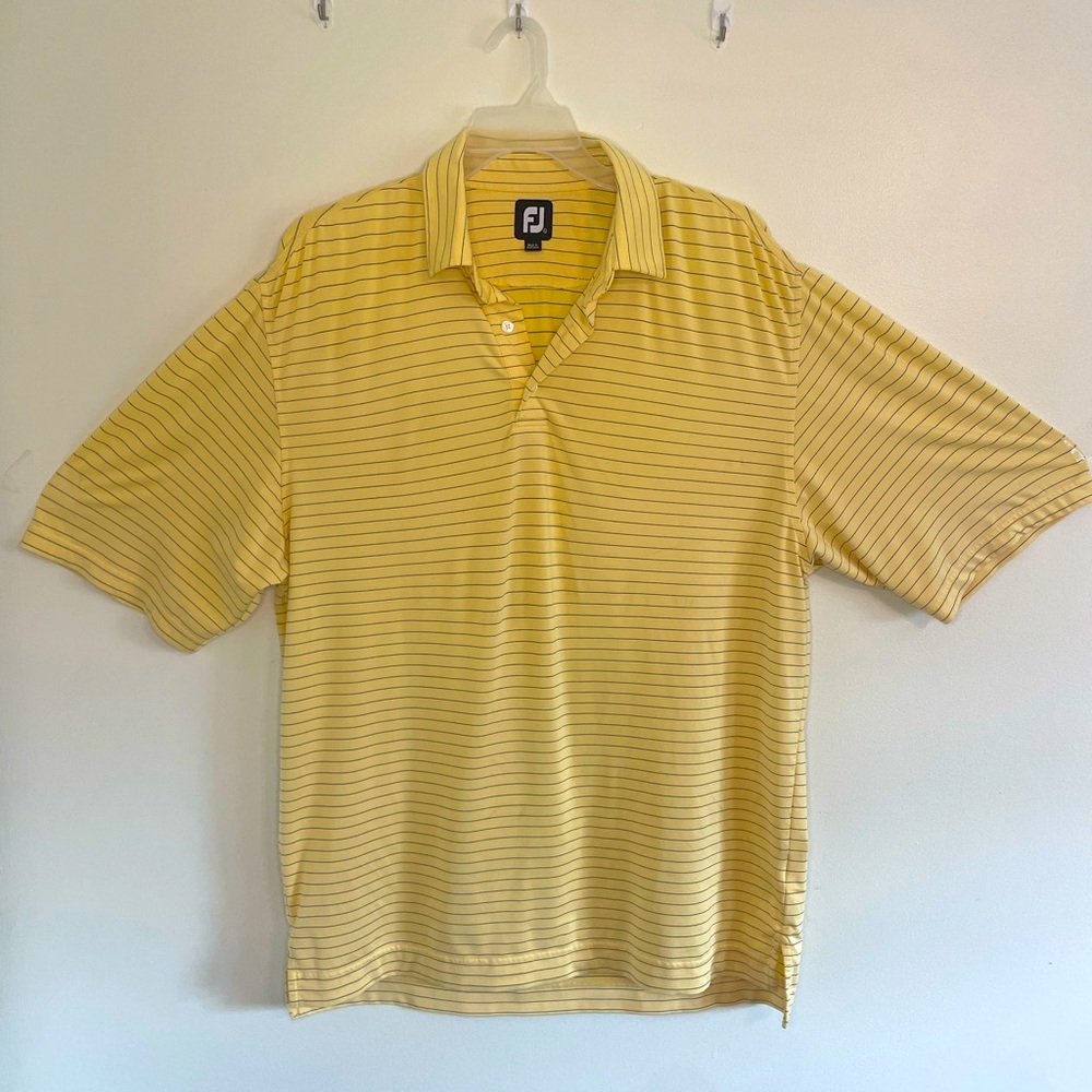 FootJoy Yellow and Blue Stripes‎ Polo Big and Tall Men's Size LT